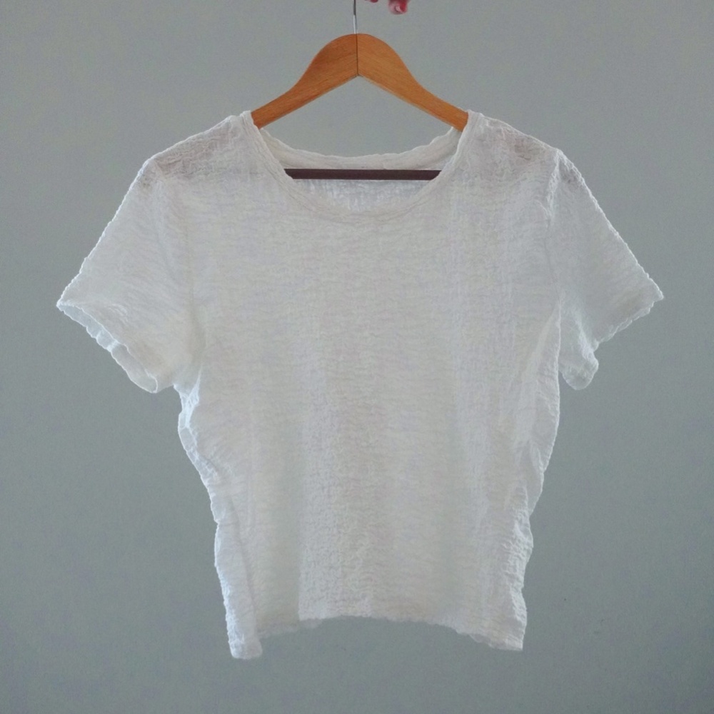 Elodie Scrunched White Crop Top -Size Large